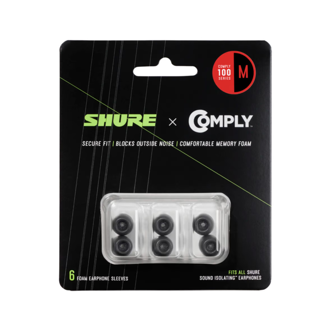 Shure EACYF1 Comply 100 Series Foam Sleeves, Medium (6 Pack)