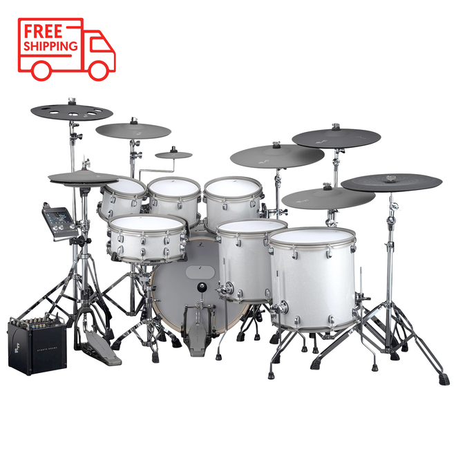 EFNOTE PRO 707 Complete Electronic Drum Set, White Sparkle