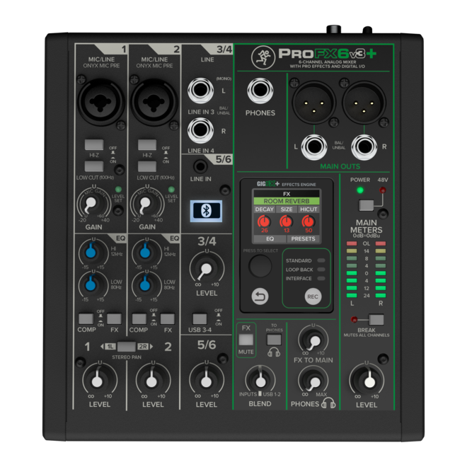 Mackie ProFX6v3+ 6-Channel Analog Mixer w/Effects, USB & Bluetooth