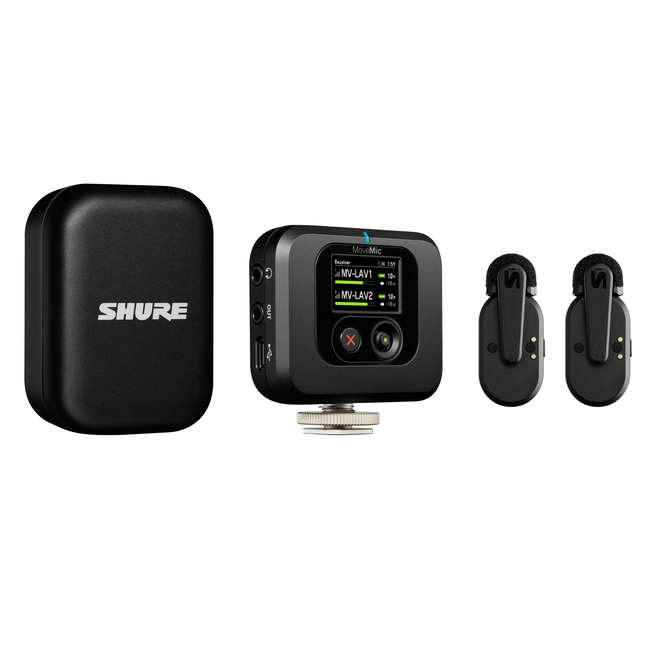 Shure MoveMic Two Reciever Kit Dual-Channel Wireless Lavalier Microphone System w/Receiver