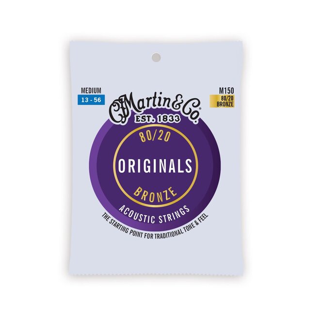 Martin M150 Original 80/20 Bronze Acoustic Guitar Strings, 13-56 Medium