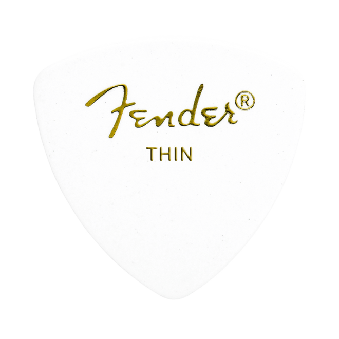Fender Classic Celluloid Guitar Picks, 346 Shape, White, Thin (12 Pack)