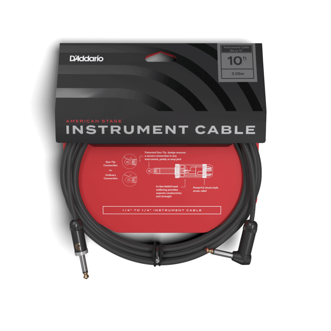 D'Addario 10' American Stage Instrument Cable, RA