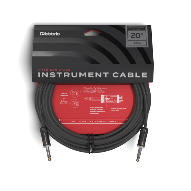 D'Addario 20' American Stage Instrument Cable