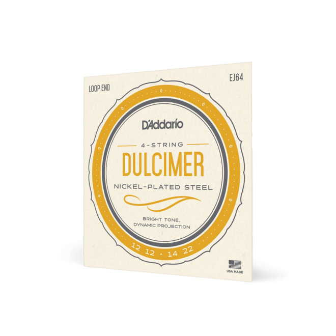 D'Addario EJ64 Nickel-Plated Steel Dulcimer Strings, 4-String Set