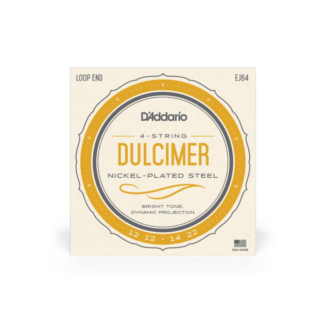 D'Addario EJ64 Nickel-Plated Steel Dulcimer Strings, 4-String Set