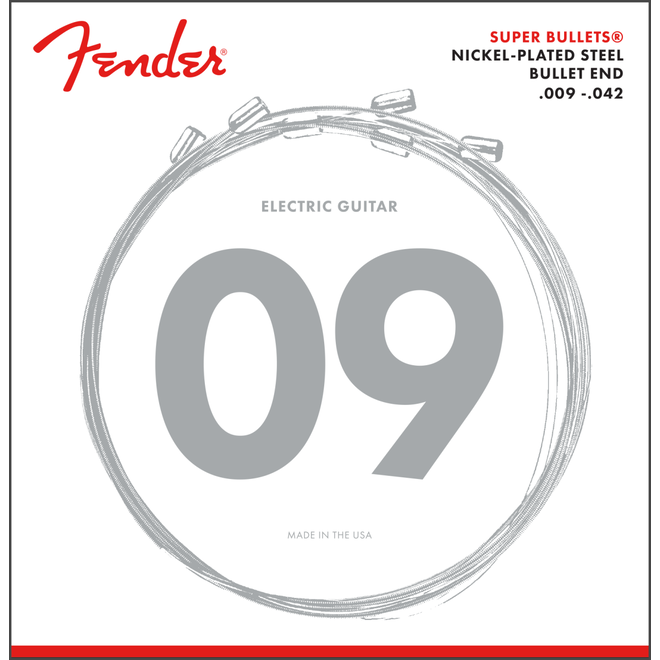 Fender 3250 Super Bullets Nickel Plated Electric Guitar Strings, 9-42 Super Light