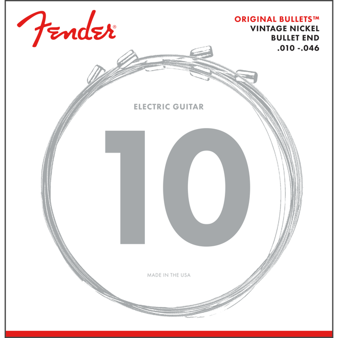 Fender 3150 Original Bullets Pure Nickel Electric Guitar Strings, 10-46 Regular Light