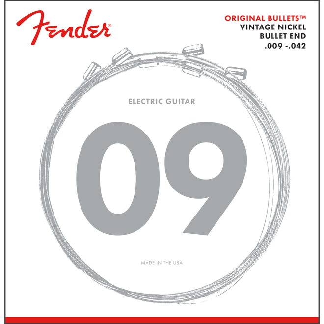 Fender 3150 Original Bullets Pure Nickel Electric Guitar Strings, 9-42 Super Light