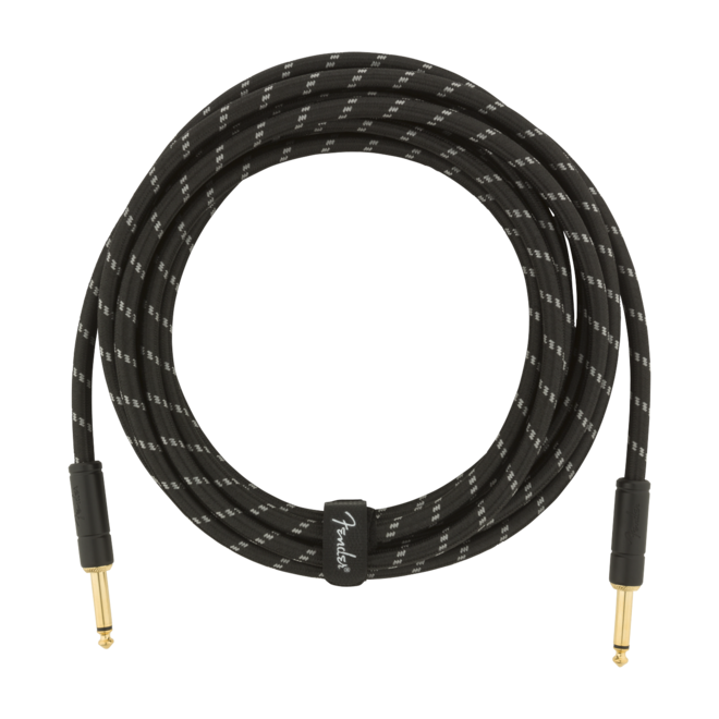 Fender Deluxe Series Instrument Cable, Black Tweed, Straight/Straight, 15’