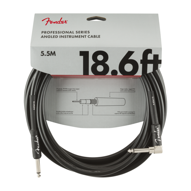 Fender Professional Series Instrument Cable, Straight/Right Angle, 18.6’