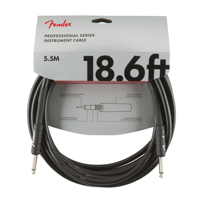 Fender Professional Series Instrument Cable, Straight/Straight, 18.6’