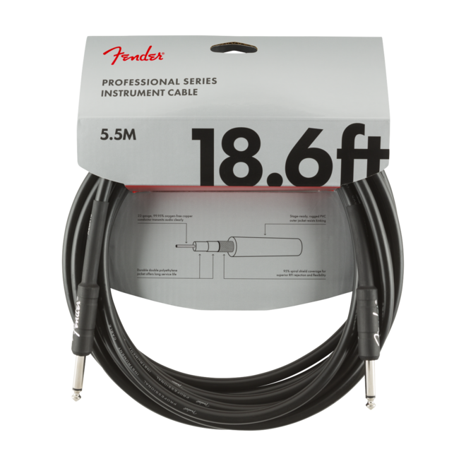 Fender Professional Series Instrument Cable, Straight/Straight, 18.6’