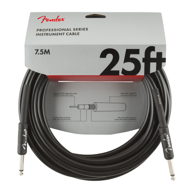 Fender Professional Series Instrument Cable, Straight/Straight, 25’