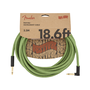 Fender Festival Instrument Cable, Pure Hemp, Green, Right-Angle, 18.6'