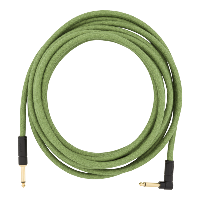Fender Festival Instrument Cable, Pure Hemp, Green, Straight/Right Angle, 18.6'