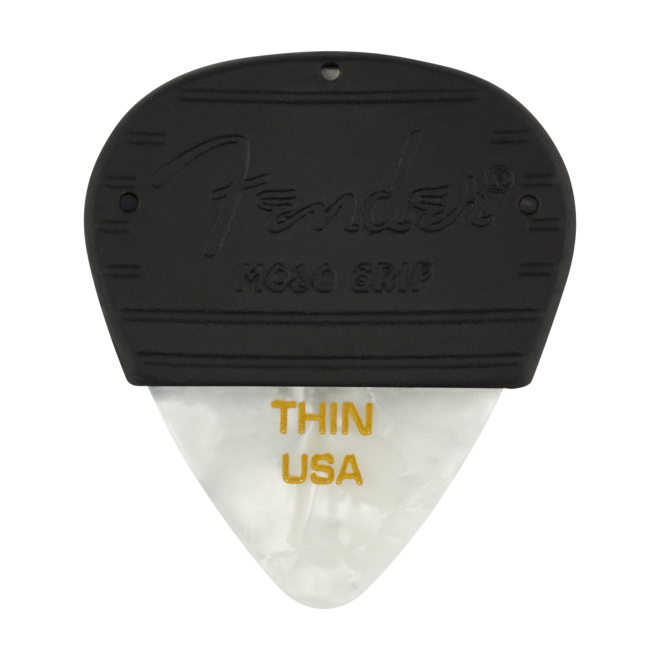 Fender Mojo Grip Celluloid Guitar Picks, White Moto, Thin (3 Pack)