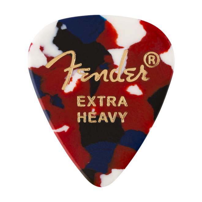 Fender Classic Celluloid Picks, 351 Shape, Confetti Extra Heavy (12 Pack)