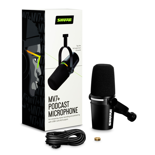 Shure MV7+ XLR/USB Podcast Microphone, Black