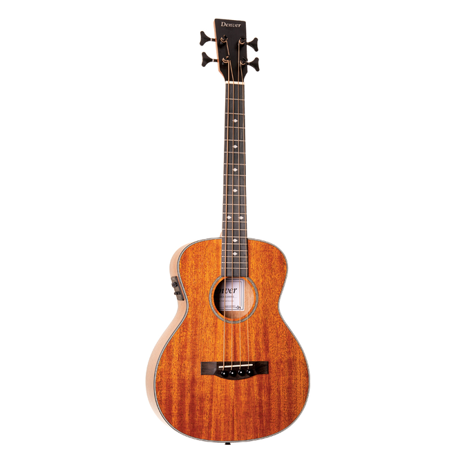 Denver Mini Acoustic-Electric Bass Guitar, Mahogany, w/Gigbag