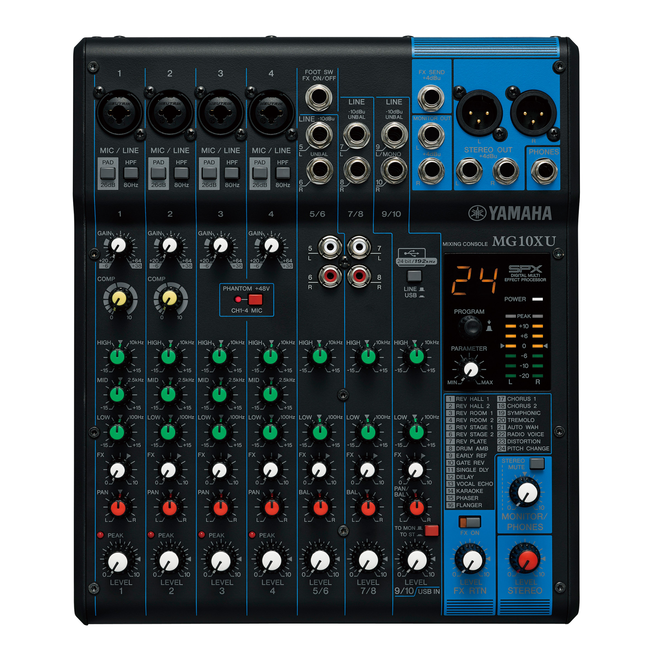 Yamaha MG10XU 10-Channel Analog Mixing Console, w/USB & FX