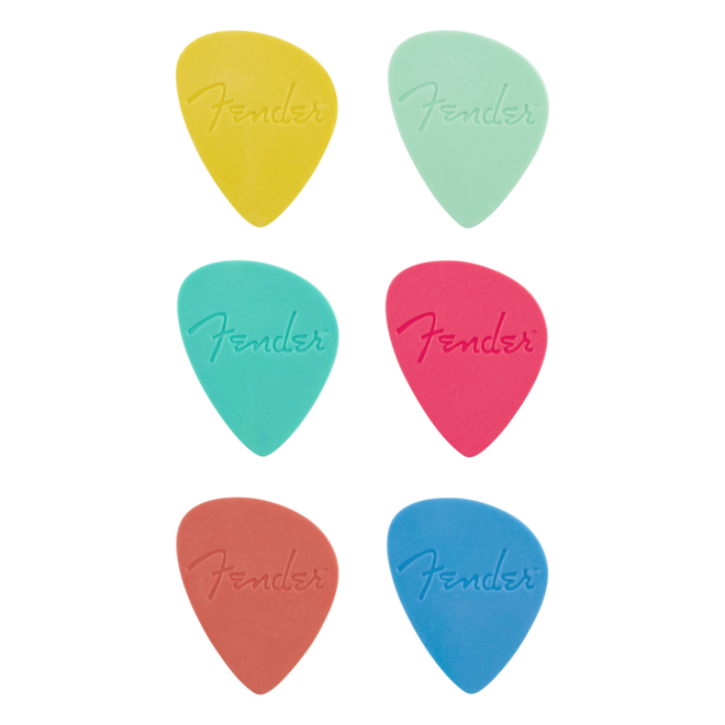 Fender Offset Guitar Picks, Multi-Color, Medium (6 Pack)