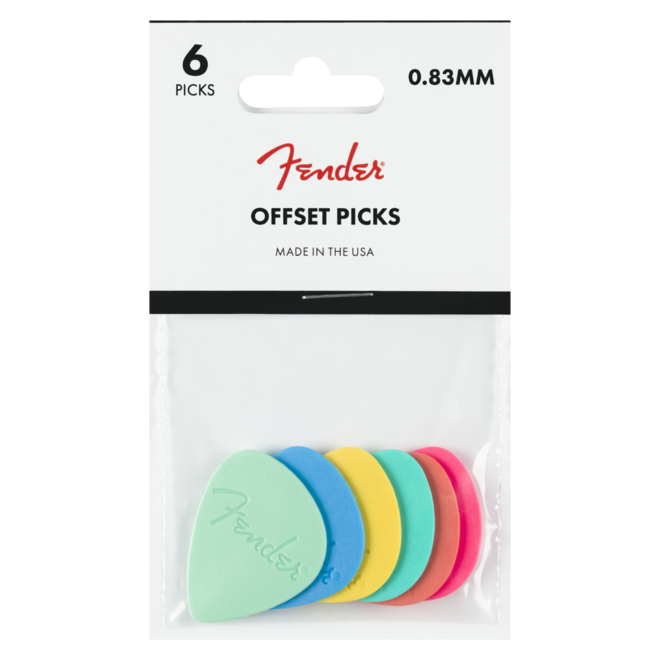 Fender Offset Guitar Picks, Multi-Color, Medium (6 Pack)