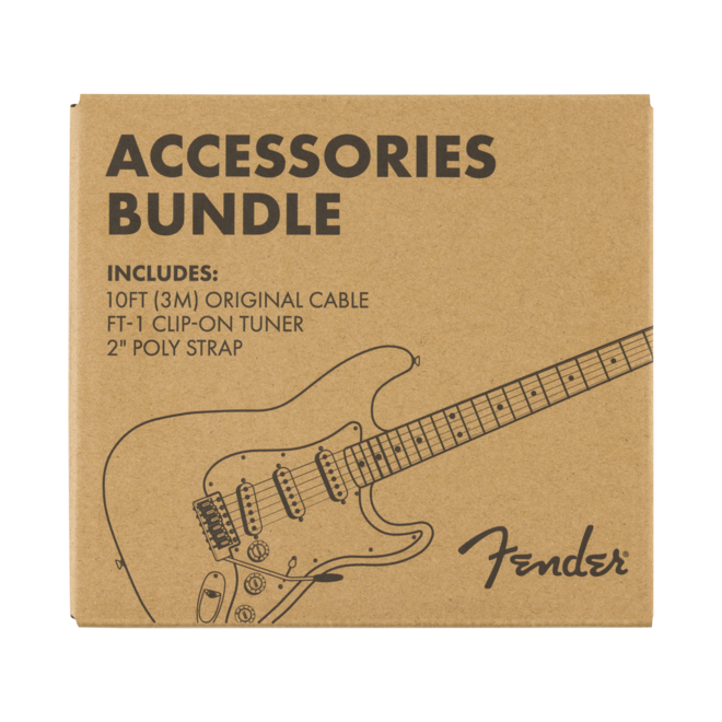 Fender Accessory Essentials Pack (Includes 15' Cable, Clip-On Tuner & Strap)