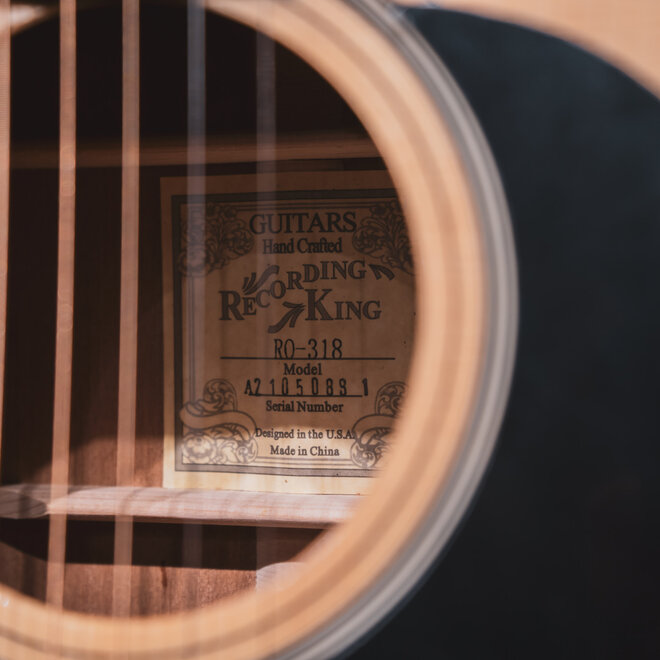 Recording King RO-318 Tonewood Reserve 000 Acoustic-Electric w/K&K Twin Spot Pickup, Natural Gloss