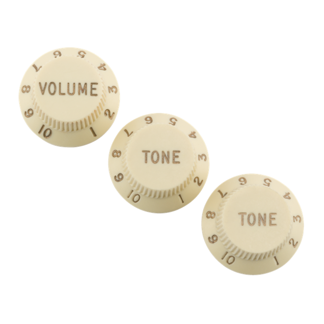 Fender Road Worn Stratocaster Knobs, Aged White (3 Pack)