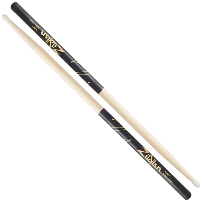 Zildjian Black Dip Hickory Drumsticks, Round Nylon Tip, 7A