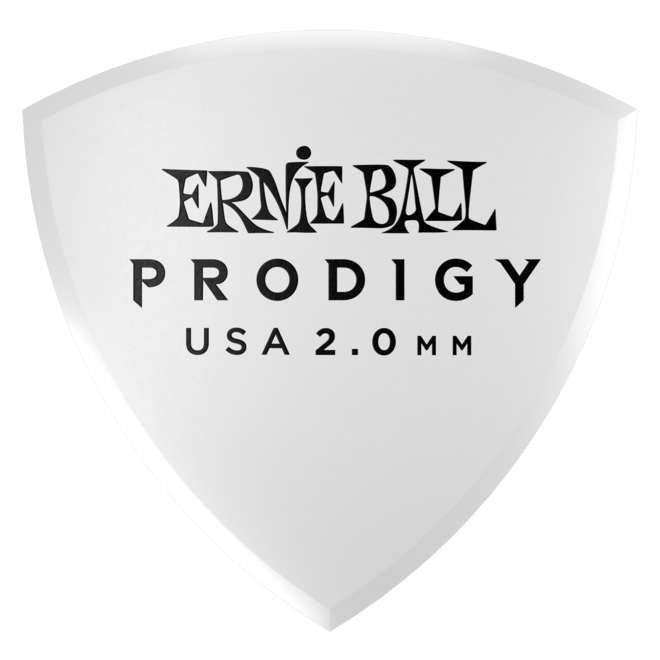 Ernie Ball Prodigy Guitar Picks, Large White Shield, 2.0mm (6 Pack)
