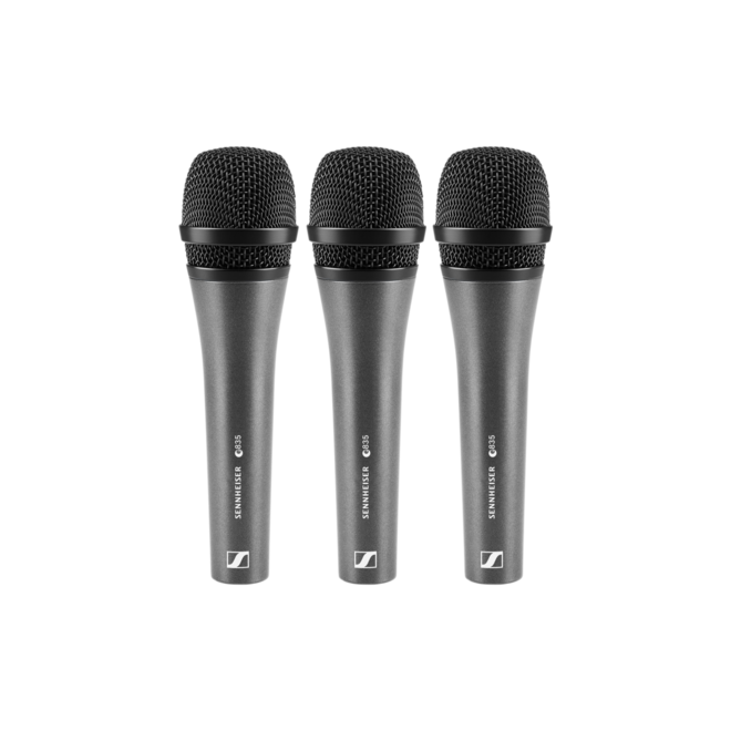 Sennheiser e 835 3-Pack Cardioid Dynamic Microphone Bundle