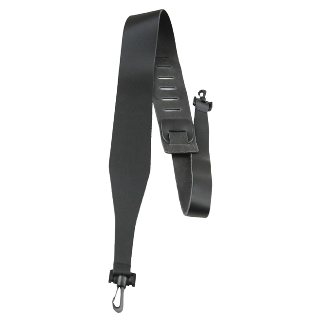 Perri’s 2.5” Genuine Leather Banjo Strap w/Plastic Swivel Hook, Black
