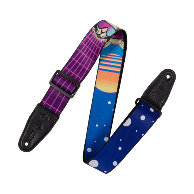 Levy's Graphic Waves Series 2” Polyester Guitar Strap, Cyber Cat Motif
