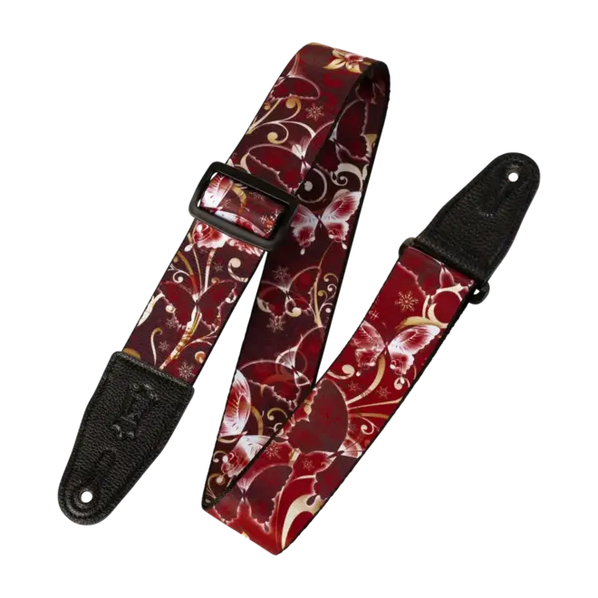 Levy's Nature Series 2" Polyester Printed Guitar Strap, Red Butterfly