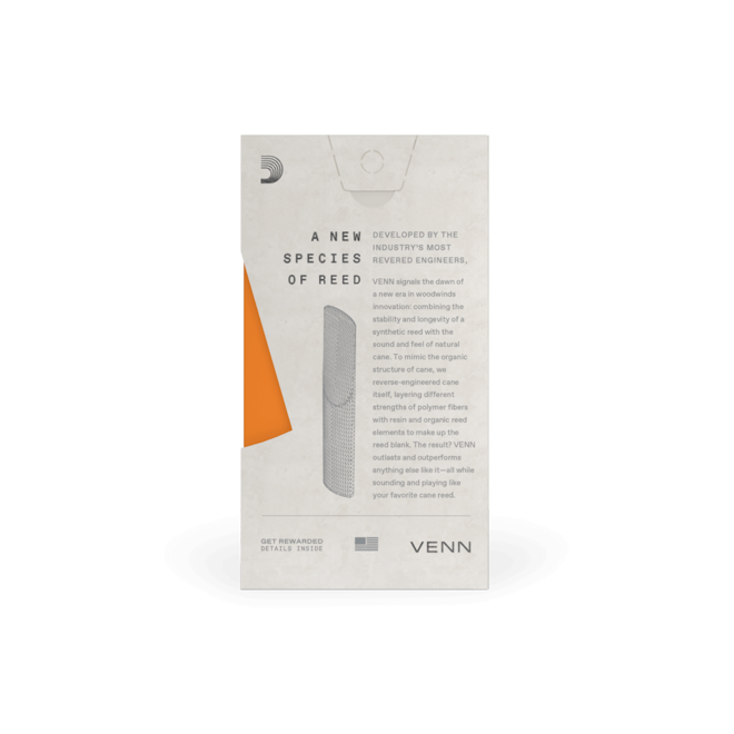 D'Addario VENN Synthetic Alto Saxophone Reed, 3.0