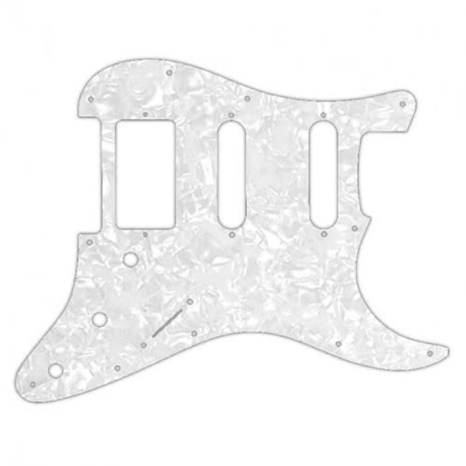 Stratocaster Pickguard, 11 Hole, HSS, 4 Ply, White Pearloid