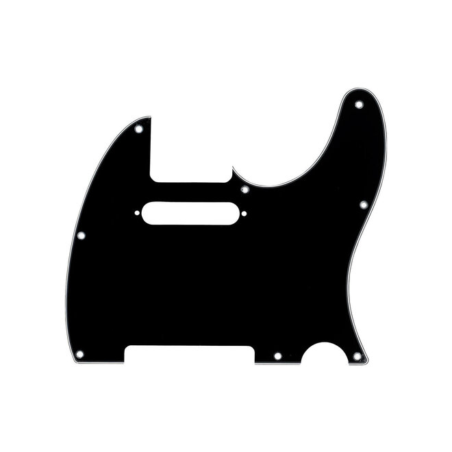 Telecaster Pickguard, 8 Hole, 1 Ply, Gloss Black