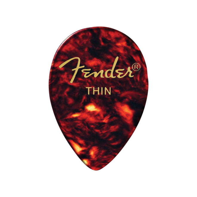 Fender Classic Celluloid Guitar Picks, 358 Shape, Tortoise Shell, Thin (12 Pack)