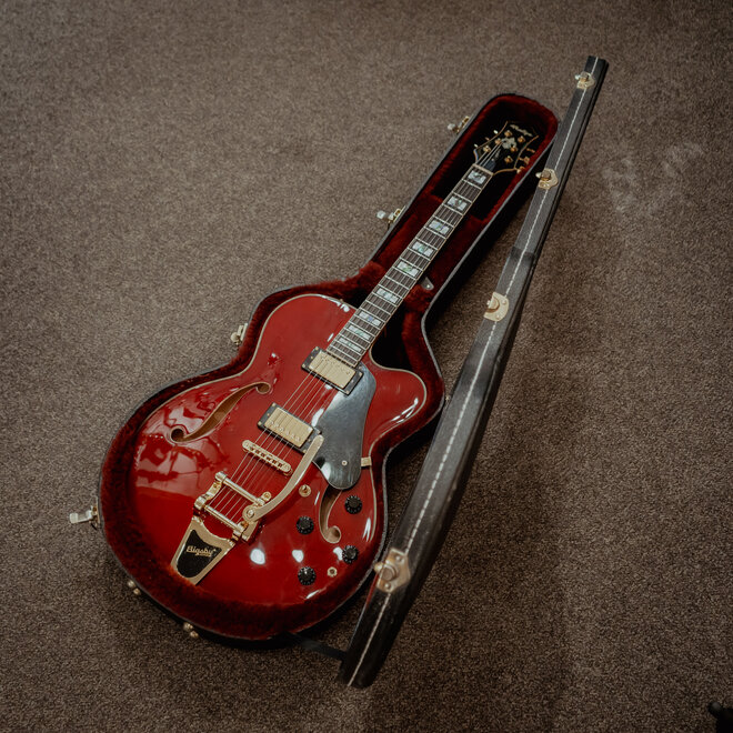 Prestige Musician Pro TR Semi-Hollow Electric Guitar Bigsby B7, Trans Red w/Case