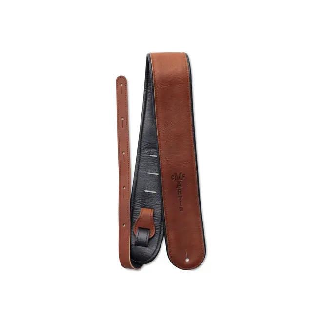 Martin 3” Premium Rolled Leather Guitar Strap, Brown
