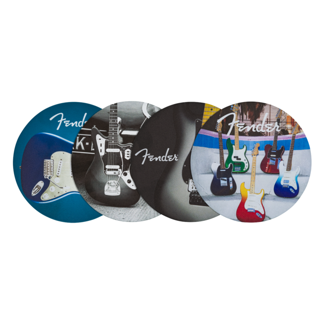 Fender Guitar Coaster Set, Multi-Color Leather (4 Pack)