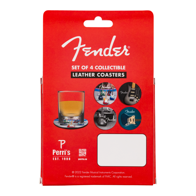 Fender Guitar Coaster Set, Multi-Color Leather (4 Pack)