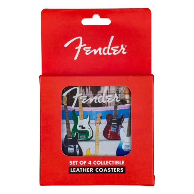 Fender Guitar Coaster Set, Multi-Color Leather (4 Pack)
