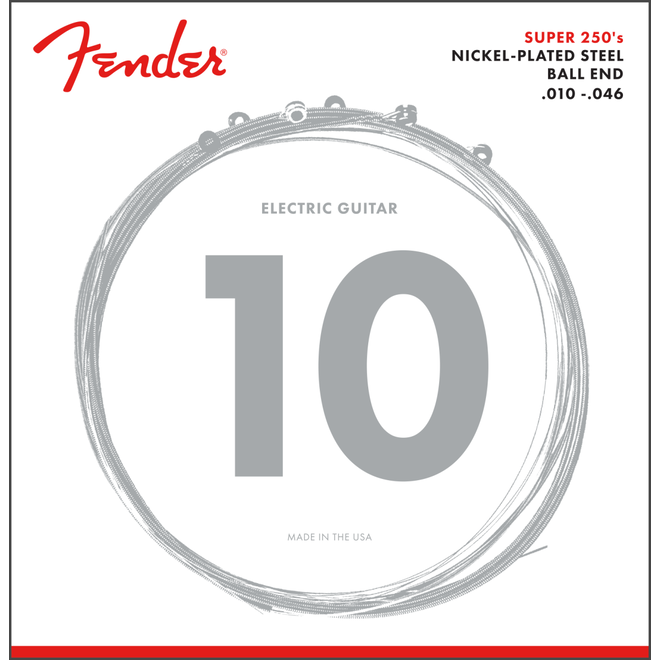 Fender Super 250's Nickel Plated Electric Guitar Strings, 10-46 Regular Light