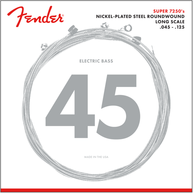 Fender Super 7250's Nickel Plated Bass Guitar Strings, 5-String, 45-125 Medium