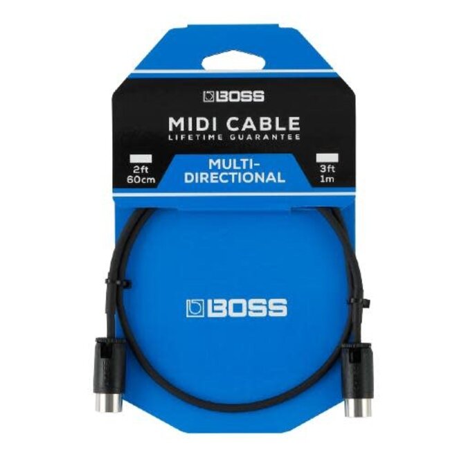 Boss MIDI Cable w/Adjustable Multi-Directional Connectors, 3'