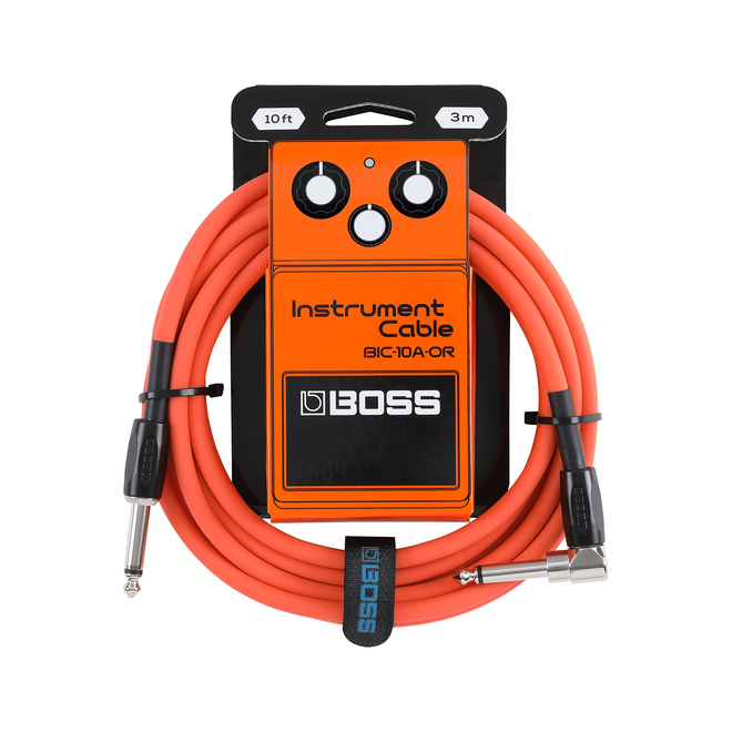Boss BIC-10A Instrument Cable, Straight to Right-Angle, Orange, 10'