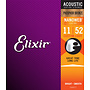 Elixir 16027 Nanoweb Phosphor Bronze Acoustic Guitar Strings, 11-52 Custom Light